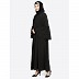 Designer abaya with multi layered bell sleeves- black